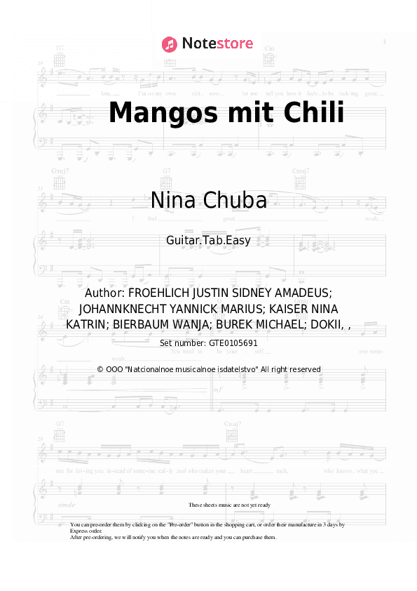 Mangos mit Chili - Nina Chuba Tabs Easy - Guitar.Tab.Easy