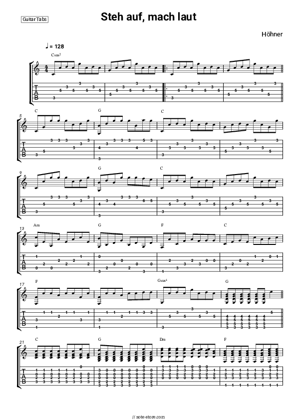 Steh auf, mach laut - Höhner Tabs - Guitar.Tabs