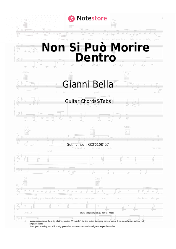 Non Si Può Morire Dentro - Gianni Bella Chords and Tabs - Guitar.Chords&Tabs