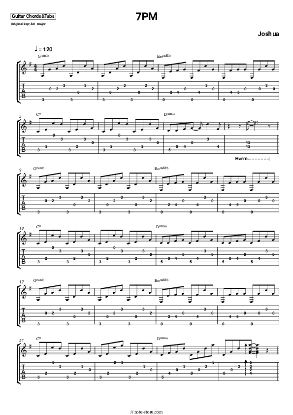 7PM - JOSHUA Chords - Guitar.Chords