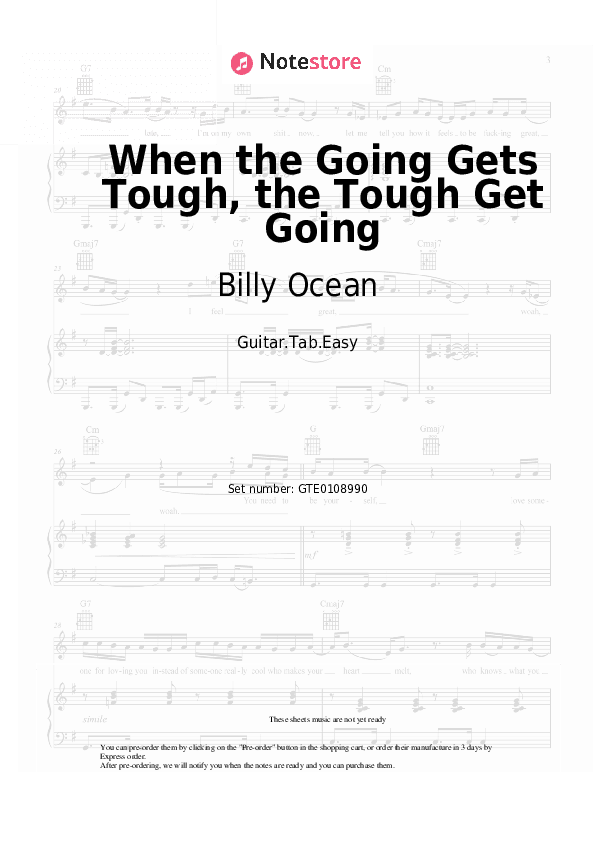 When the Going Gets Tough, the Tough Get Going - Billy Ocean Tabs Easy - Guitar.Tab.Easy
