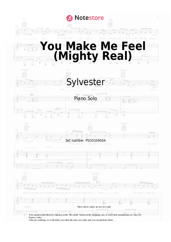 You Make Me Feel (Mighty Real) - Sylvester Piano Sheet Music - Piano.Solo