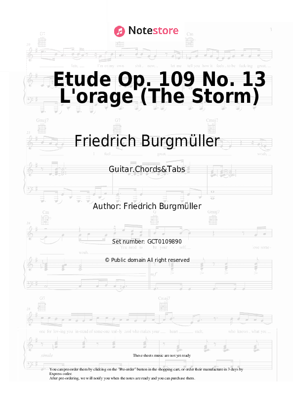 Etude Op. 109 No. 13 L'orage (The Storm) - Friedrich Burgmüller Chords and Tabs - Guitar.Chords&Tabs
