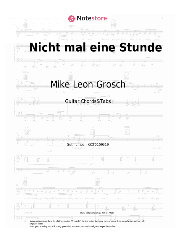 Nicht mal eine Stunde - Mike Leon Grosch Chords and Tabs - Guitar.Chords&Tabs