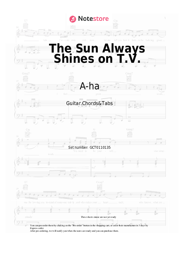 The Sun Always Shines on T.V. - A-ha Chords and Tabs - Guitar.Chords&Tabs