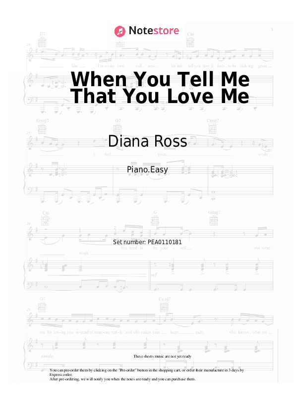 When You Tell Me That You Love Me - Diana Ross Piano Sheet Music Easy - Piano.Easy