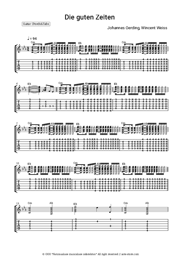 Die guten Zeiten - Johannes Oerding, Wincent Weiss Chords and Tabs - Guitar.Chords&Tabs