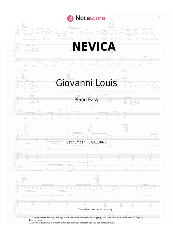 NEVICA - Giovanni Louis Piano Sheet Music Easy - Piano.Easy
