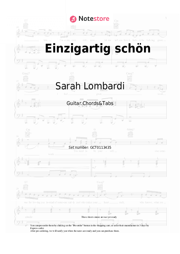 Einzigartig schön - Sarah Lombardi Chords and Tabs - Guitar.Chords&Tabs