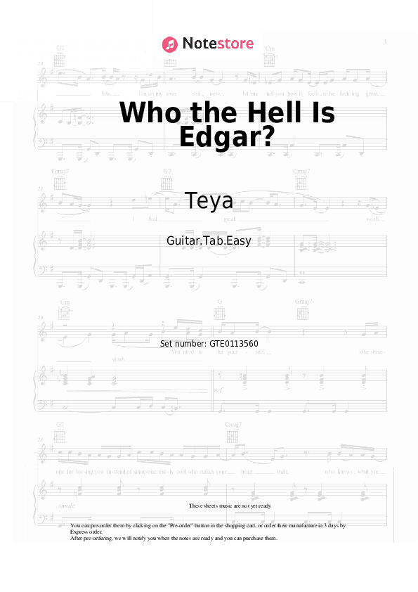 Who the Hell Is Edgar? - Teya, Salena Tabs Easy - Guitar.Tab.Easy