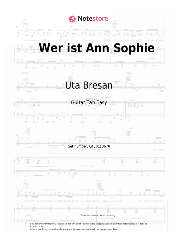 Wer ist Ann Sophie - Uta Bresan Tabs Easy - Guitar.Tab.Easy