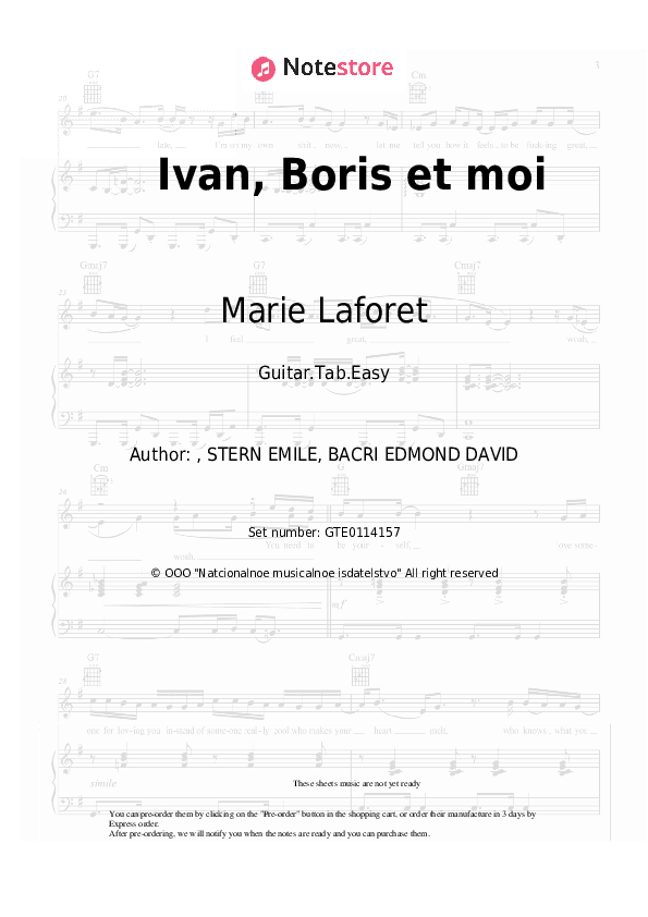 Ivan, Boris et moi - Marie Laforet Tabs Easy - Guitar.Tab.Easy