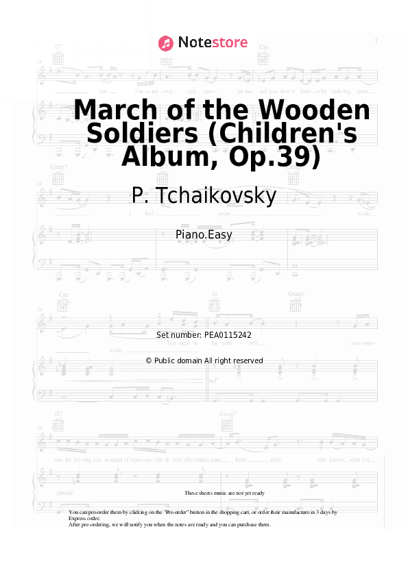 March of the Wooden Soldiers (Children's Album, Op.39) - P. Tchaikovsky Piano Sheet Music Easy - Piano.Easy