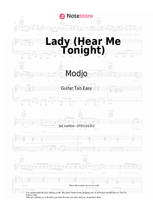 Lady (Hear Me Tonight) - Modjo Tabs Easy - Guitar.Tab.Easy