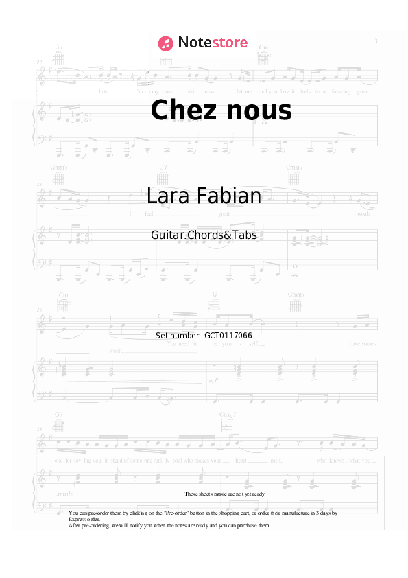 Chez nous - Lara Fabian, Félix Lemelin Chords and Tabs - Guitar.Chords&Tabs