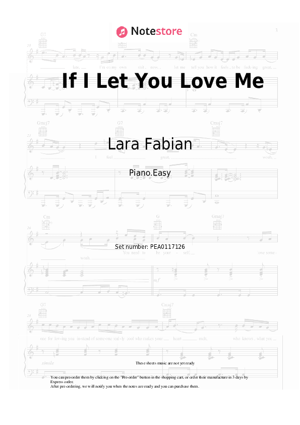 If I Let You Love Me - Lara Fabian Piano Sheet Music Easy - Piano.Easy
