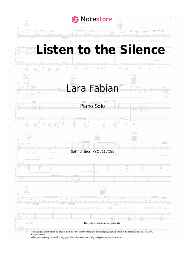 Listen to the Silence - Lara Fabian Piano Sheet Music - Piano.Solo