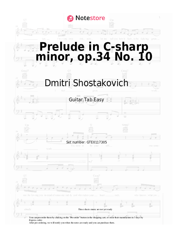 Prelude in C-sharp minor, op.34 No. 10 - Dmitri Shostakovich Tabs Easy - Guitar.Tab.Easy