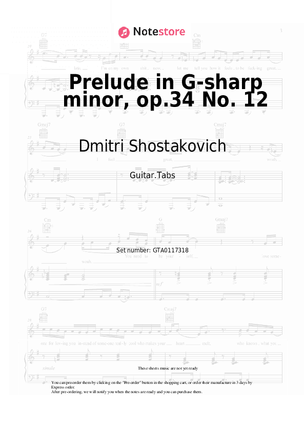 Prelude in G-sharp minor, op.34 No. 12 - Dmitri Shostakovich Tabs - Guitar.Tabs
