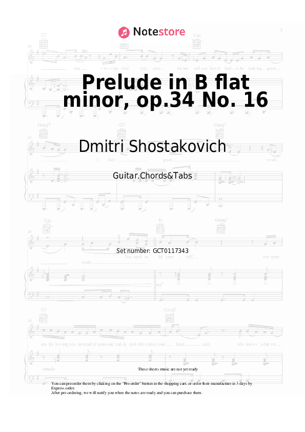 Prelude in B flat minor, op.34 No. 16 - Dmitri Shostakovich Chords and Tabs - Guitar.Chords&Tabs