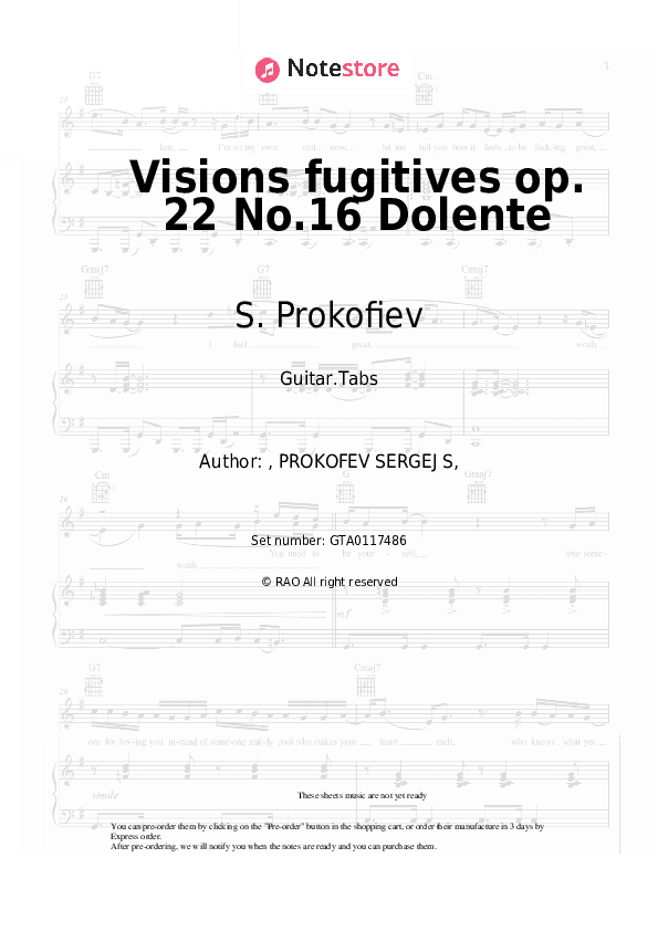 Visions fugitives op. 22 No.16 Dolente - S. Prokofiev Tabs - Guitar.Tabs