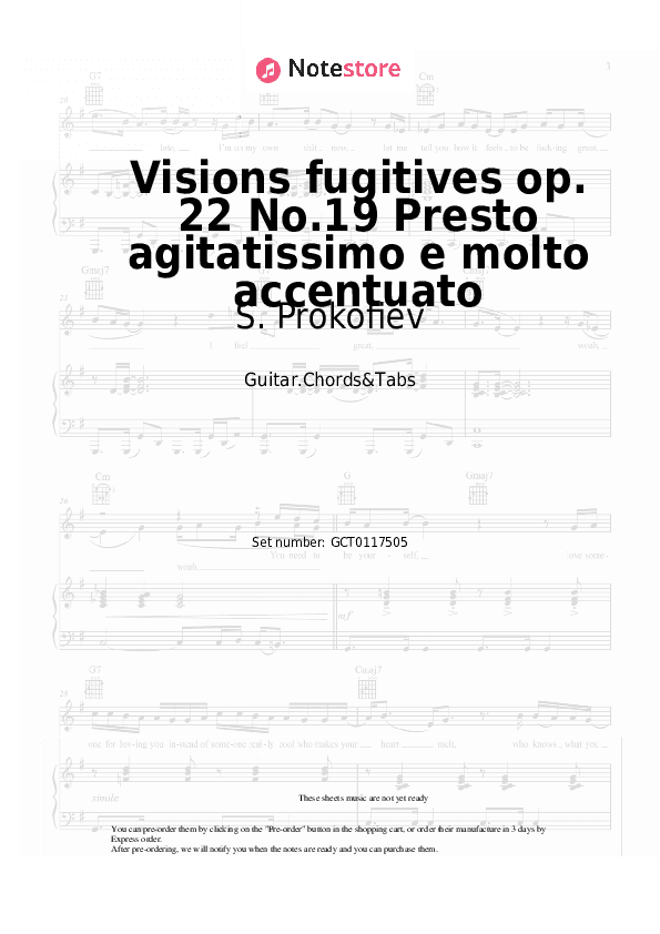 Visions fugitives op. 22 No.19 Presto agitatissimo e molto accentuato - S. Prokofiev Chords and Tabs - Guitar.Chords&Tabs