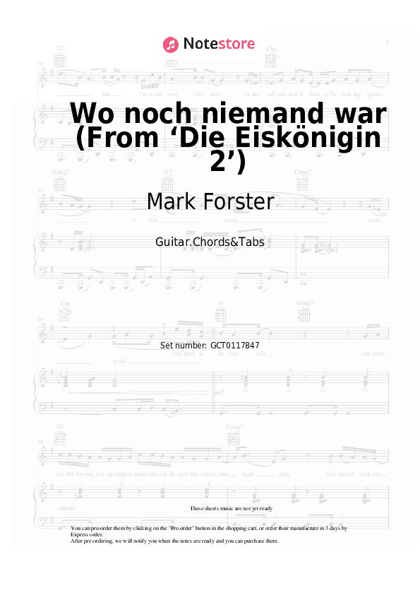 Wo noch niemand war (From ‘Die Eiskönigin 2’) - Mark Forster Chords and Tabs - Guitar.Chords&Tabs