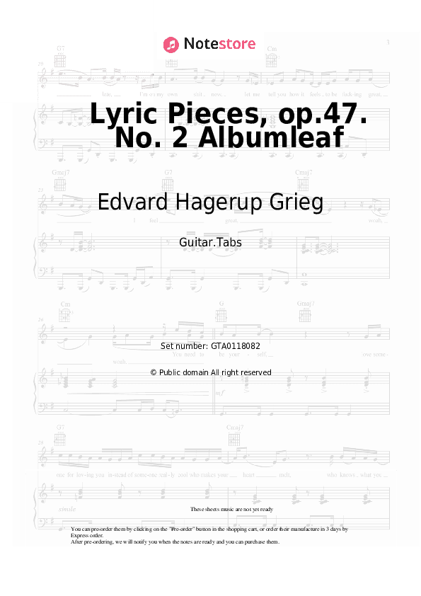 Lyric Pieces, op.47. No. 2 Albumleaf - Edvard Hagerup Grieg Tabs - Guitar.Tabs