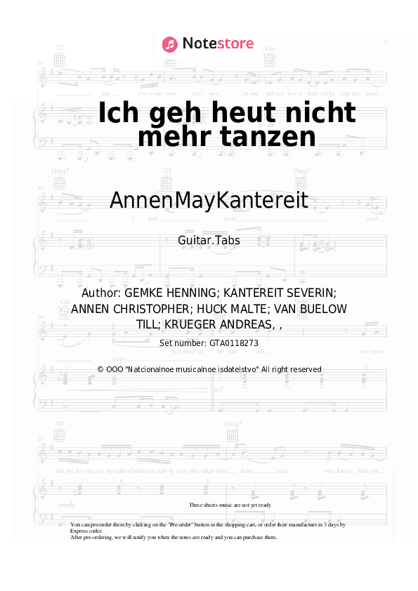 Ich geh heut nicht mehr tanzen - AnnenMayKantereit Tabs - Guitar.Tabs