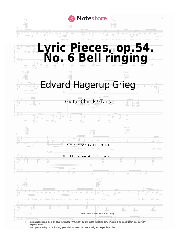 Lyric Pieces, op.54. No. 6 Bell ringing - Edvard Hagerup Grieg Chords and Tabs - Guitar.Chords&Tabs