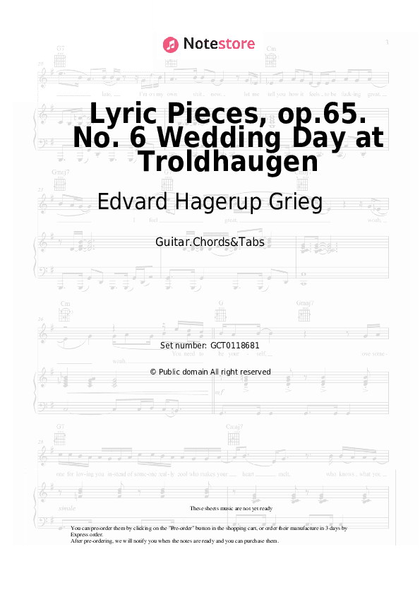 Lyric Pieces, op.65. No. 6 Wedding Day at Troldhaugen - Edvard Hagerup Grieg Chords and Tabs - Guitar.Chords&Tabs