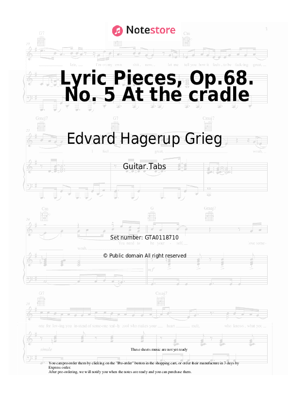 Lyric Pieces, Op.68. No. 5 At the cradle - Edvard Hagerup Grieg Tabs - Guitar.Tabs
