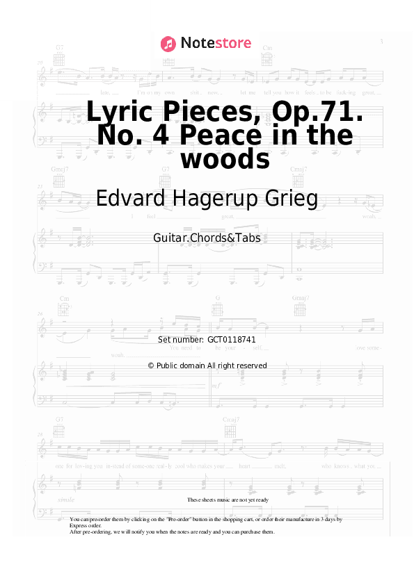 Lyric Pieces, Op.71. No. 4 Peace in the woods - Edvard Hagerup Grieg Chords and Tabs - Guitar.Chords&Tabs