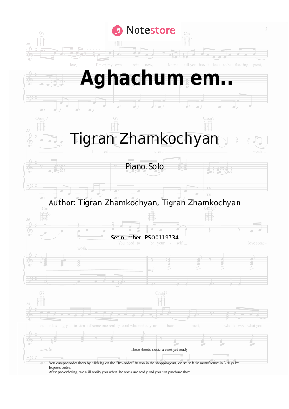 Aghachum em.. - Piano Sheet Music - Piano.Solo