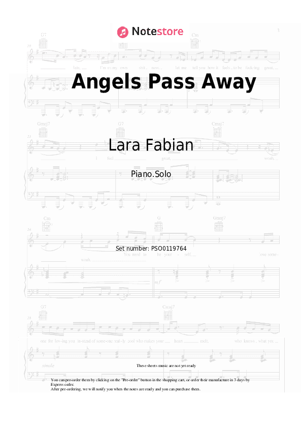 Angels Pass Away - Lara Fabian Piano Sheet Music - Piano.Solo
