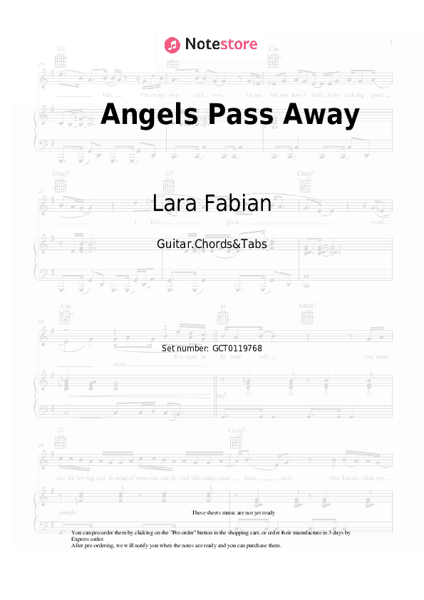 Angels Pass Away - Lara Fabian Chords and Tabs - Guitar.Chords&Tabs