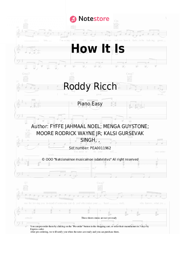 How It Is - Roddy Ricch, Chip, Yxng Bane Piano Sheet Music Easy - Piano.Easy