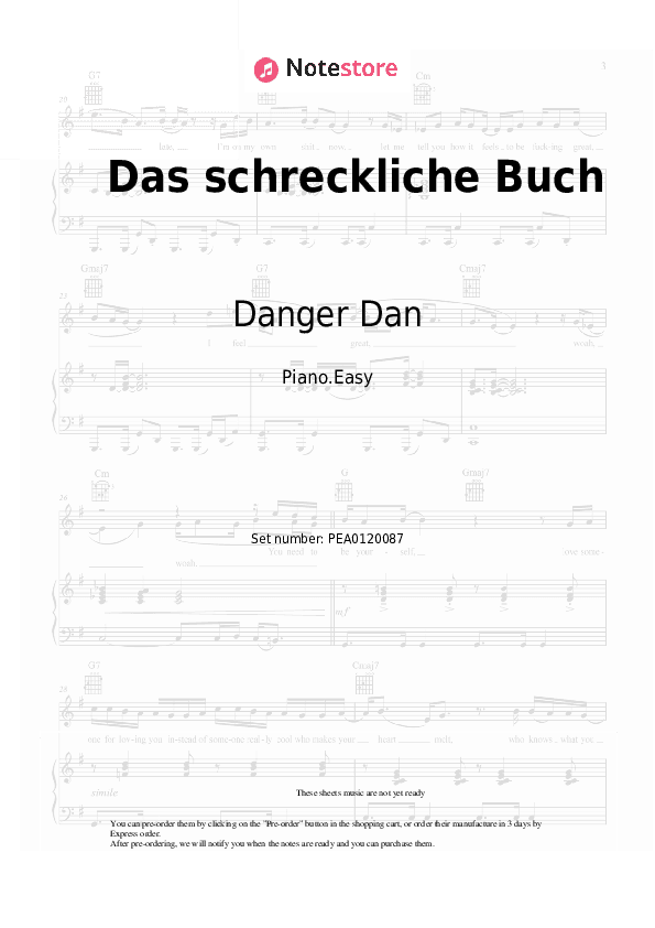 Das schreckliche Buch - Danger Dan Piano Sheet Music Easy - Piano.Easy