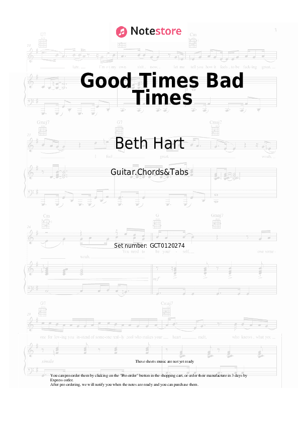 Good Times Bad Times - Beth Hart Chords and Tabs - Guitar.Chords&Tabs