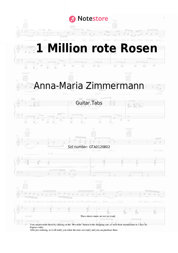 1 Million rote Rosen - Anna-Maria Zimmermann Tabs - Guitar.Tabs