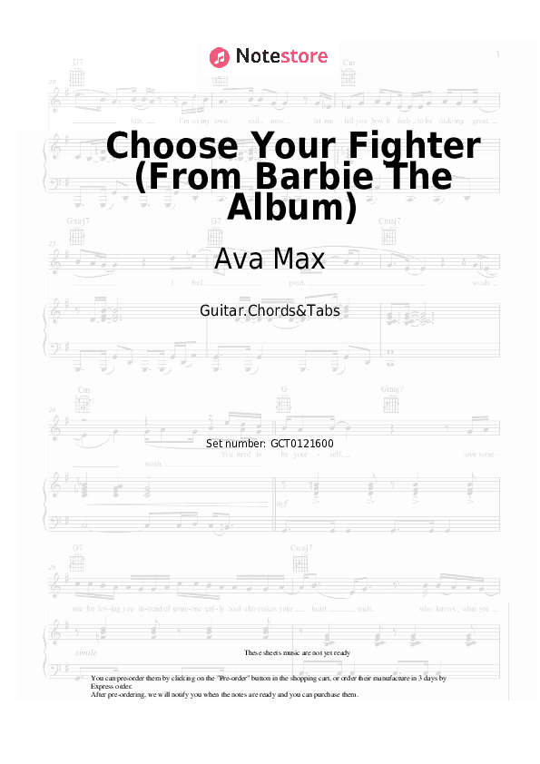 Choose Your Fighter (From Barbie The Album) - Ava Max Chords and Tabs - Guitar.Chords&Tabs