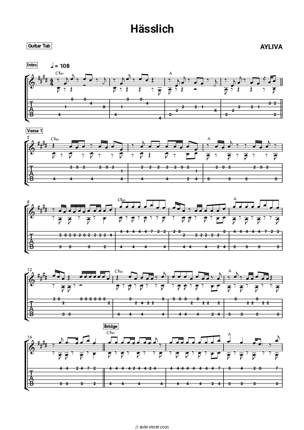 Hässlich - AYLIVA Tabs - Guitar.Tabs