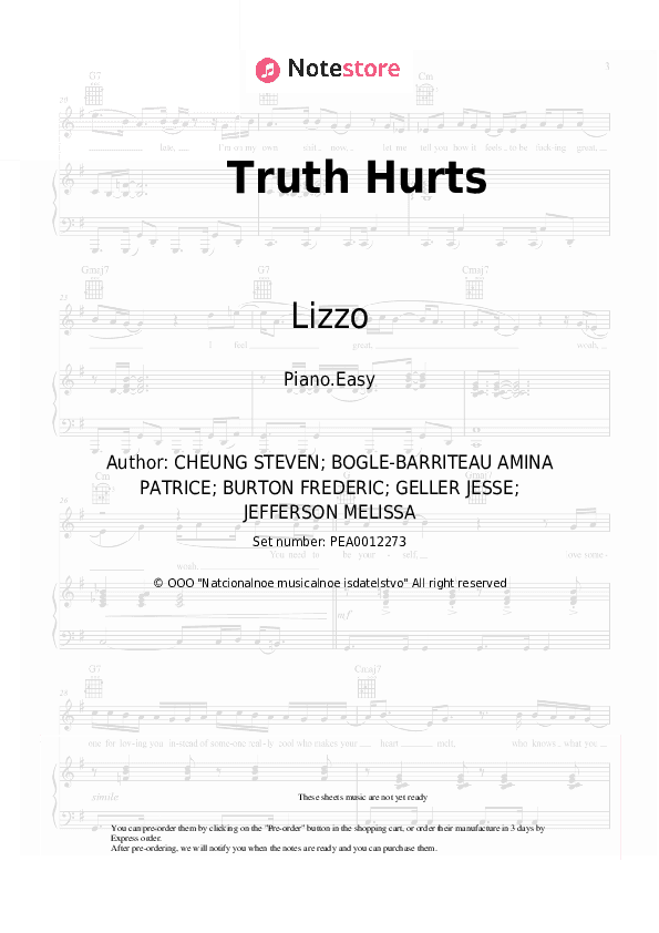 Truth Hurts - Lizzo Piano Sheet Music Easy - Piano.Easy
