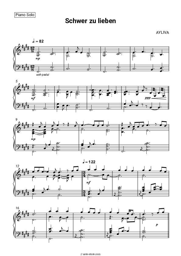 Schwer zu lieben - AYLIVA Piano Sheet Music - Piano.Solo