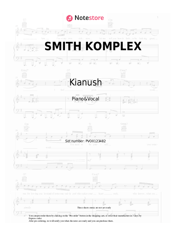 SMITH KOMPLEX - Kianush Piano Sheet Music with the Voice part - Piano&Vocal