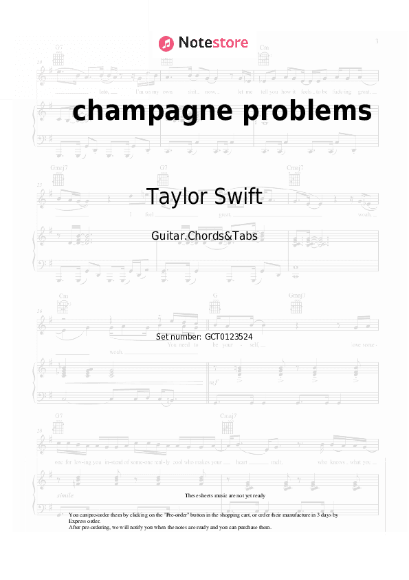champagne problems - Taylor Swift Chords and Tabs - Guitar.Chords&Tabs