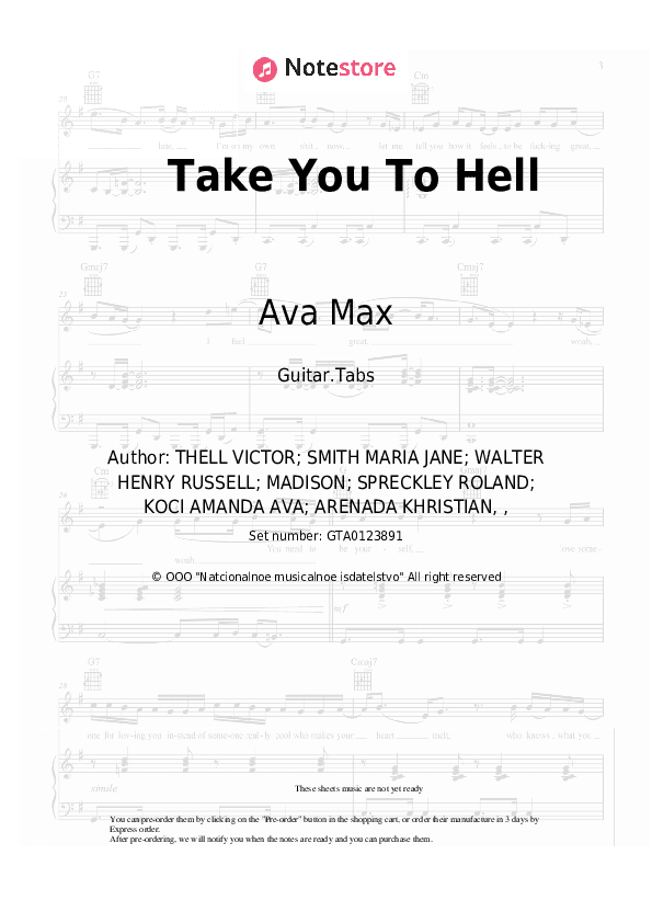 Take You To Hell - Ava Max Tabs - Guitar.Tabs