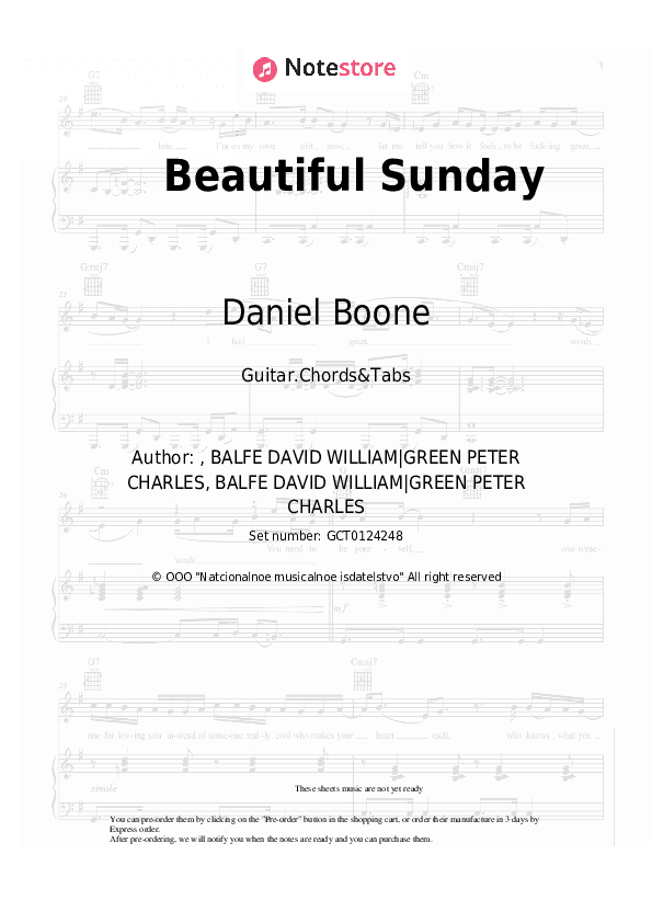 Beautiful Sunday - Daniel Boone Chords and Tabs - Guitar.Chords&Tabs