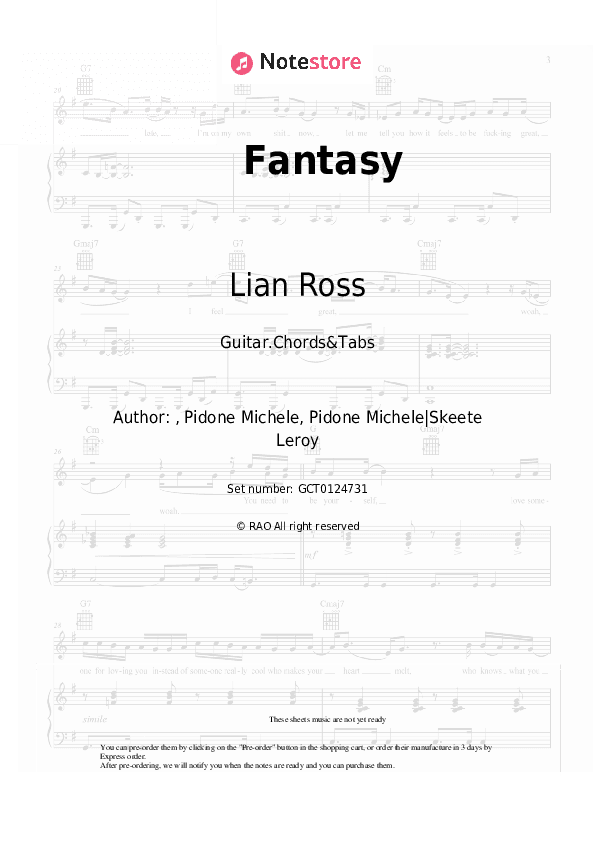Fantasy - Lian Ross Chords and Tabs - Guitar.Chords&Tabs