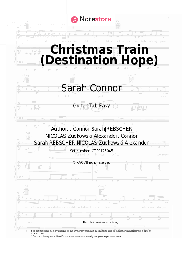 Christmas Train (Destination Hope) - Sarah Connor Tabs Easy - Guitar.Tab.Easy